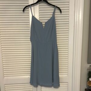 Elegant Blue Spaghetti Strap Dress